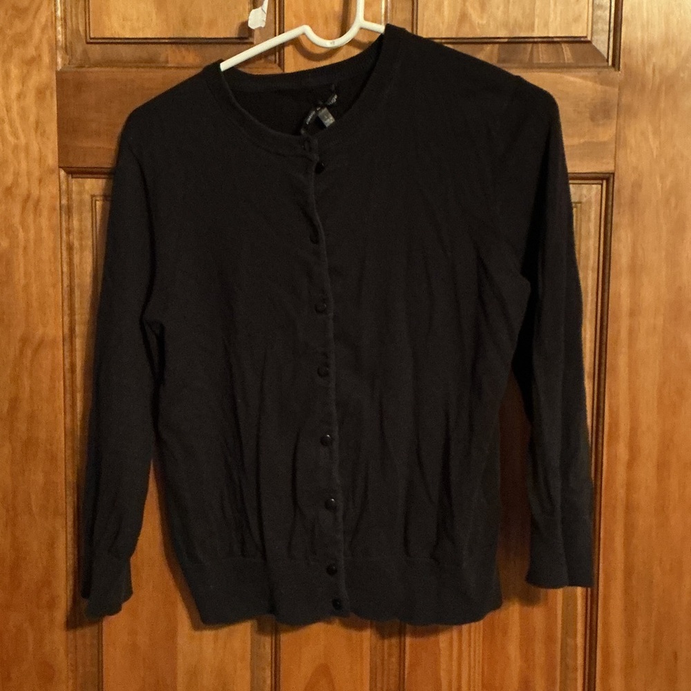 Cable & Gauge Black Button-Up Sweater